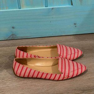 NWOT Talbots Red & White Striped Flats -6.5